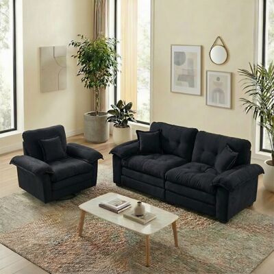 KELLANY Conjunto De Sofá De Chenilla De 2 Piezas: Sofá Individual + Sofá De Dos Plazas Con Cojines De Asiento De Doble Capa Y Almohadas Decorativas, Sofá Bajo Para Sala De Estar, Apartamento, Oficina O Salón. KELLANY Conjunto De Sofá De Chenilla De 2 Piezas: Sofá Individual + Sofá De Dos Plazas Con Cojines De Asiento De Doble Capa Y Almohadas Decorativas, Sofá Bajo Para Sala De Estar, Apartamento, Oficina O Salón.