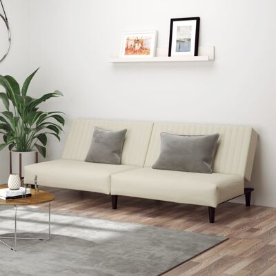 Sofá cama de 2 plazas terciopelo color crema vidaXL Sofá cama de 2 plazas terciopelo color crema vidaXL