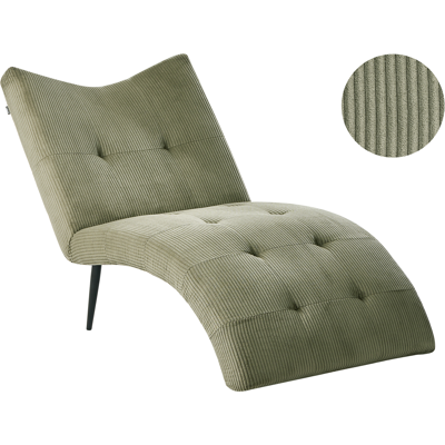 BELIANI Chaise Longue Moderna Tapizado De Pana Sin Reposabrazos Con Capitoné Sala De Estar Verde Quilly BELIANI Chaise Longue Moderna Tapizado De Pana Sin Reposabrazos Con Capitoné Sala De Estar Verde Quilly