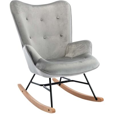 Décoshop26 - Mecedora Mecedora Botón Decorativo En Cómoda Tela De Terciopelo Gris Claro Y Diseño Fab10072 Décoshop26 - Mecedora Mecedora Botón Decorativo En Cómoda Tela De Terciopelo Gris Claro Y Diseño Fab10072