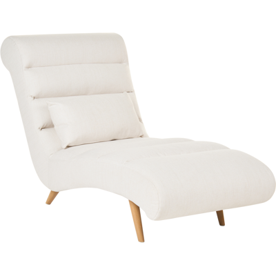BELIANI Chaise Longue Moderna De Tela Diván Sala De Estar Patas Efecto Madera Blanco Crema Rives BELIANI Chaise Longue Moderna De Tela Diván Sala De Estar Patas Efecto Madera Blanco Crema Rives