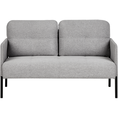 BELIANI Sofá 2 Plazas Retro Respaldo Cojines Acolchado Patas De Metal Tela Gris Lahti BELIANI Sofá 2 Plazas Retro Respaldo Cojines Acolchado Patas De Metal Tela Gris Lahti