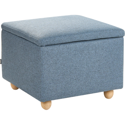 BELIANI Puf Con Almacenaje Taburete Tapizado Asiento Para Pasillo Azul Ferndale BELIANI Puf Con Almacenaje Taburete Tapizado Asiento Para Pasillo Azul Ferndale
