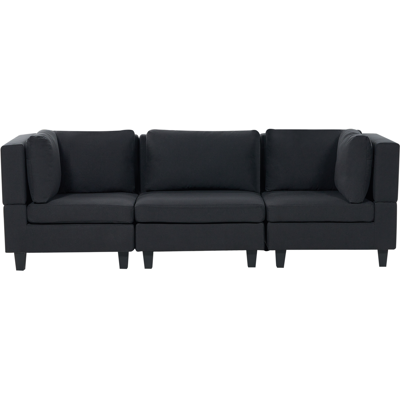 Sofá modular Beliani tapizado en tela negra 3 plazas moderno Sofá modular Beliani tapizado en tela negra 3 plazas moderno