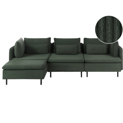 BELIANI Sofá 3 Plazas De Pana Asiento Moderno Derecho Sala De Estar Verde Oscuro Lemvig BELIANI Sofá 3 Plazas De Pana Asiento Moderno Derecho Sala De Estar Verde Oscuro Lemvig