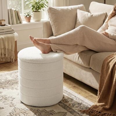 Woltu Almacenamiento Para Puf Con Tapa Reversible Y Extraíble Para Cojines Y Mantas, Blanco Woltu Almacenamiento Para Puf Con Tapa Reversible Y Extraíble Para Cojines Y Mantas, Blanco
