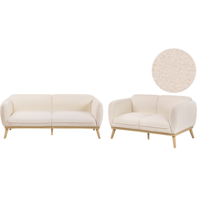 BELIANI Conjunto De Sala De Estar De Estilo Escandinavo Sofás De 2 Y 3 Plazas Con Patas Cónicas De Madera Tapizado De Bouclé Beige Claro Ljung BELIANI Conjunto De Sala De Estar De Estilo Escandinavo Sofás De 2 Y 3 Plazas Con Patas Cónicas De Madera Tapizado De Bouclé Beige Claro Ljung