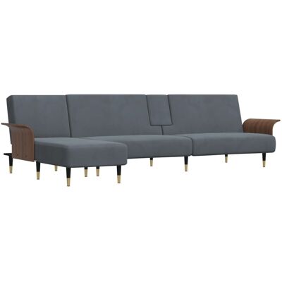 vidaXL - Sofá cama en L - terciopelo gris - Sofa bed vidaXL - Sofá cama en L - terciopelo gris - Sofa bed