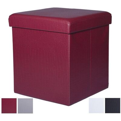 Trade Shop Puff - Otomana de almacenamiento de cuero 35x35x35 cm Trade Shop Puff - Otomana de almacenamiento de cuero 35x35x35 cm