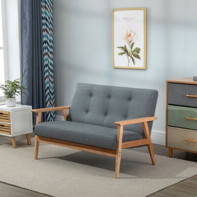 PZCC Sofá De Dos Plazas De Estilo Escandinavo Con Reposabrazos, Patas De Madera, 115 Cm De Ancho X 66,5 Cm De Profundidad X 73 Cm De Alto, Color Gris. PZCC Sofá De Dos Plazas De Estilo Escandinavo Con Reposabrazos, Patas De Madera, 115 Cm De Ancho X 66,5 Cm De Profundidad X 73 Cm De Alto, Color Gris.