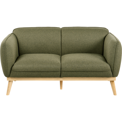 BELIANI Sofá 2 Plazas Estilo Escandinavo Con Patas Cónicas De Madera Tapizado Fácil De Limpiar Verde Oliva Ljung BELIANI Sofá 2 Plazas Estilo Escandinavo Con Patas Cónicas De Madera Tapizado Fácil De Limpiar Verde Oliva Ljung