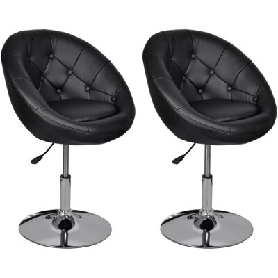 Décoshop26 - Juego De 2 Sillones De Bar Sillón Club Egg Con Estructura De Acero De Pvc Negro Dec029812 Décoshop26 - Juego De 2 Sillones De Bar Sillón Club Egg Con Estructura De Acero De Pvc Negro Dec029812