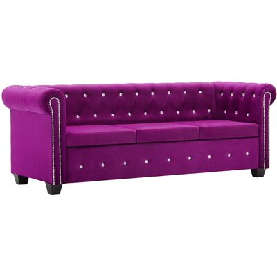 Sofá Chesterfield De 3 Plazas De Terciopelo 199x75x72 Cm Morado Vidaxl Sofá Chesterfield De 3 Plazas De Terciopelo 199x75x72 Cm Morado Vidaxl