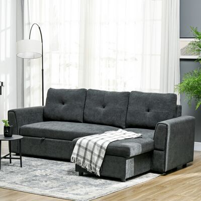 PZCC Sofá De 3 Plazas Con Función De Cama, Sofá Cama Con Chaise Longue, Sofá Tapizado, Gris Oscuro PZCC Sofá De 3 Plazas Con Función De Cama, Sofá Cama Con Chaise Longue, Sofá Tapizado, Gris Oscuro