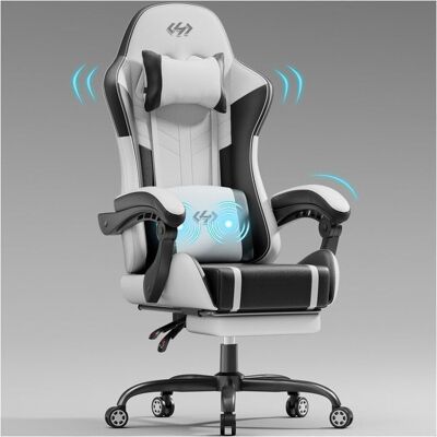 Sillón Ergonómico - Ecofurnix - Cojín De Masaje Lumbar - Respaldo Ajustable - Reposapiés - Blanco Sillón Ergonómico - Ecofurnix - Cojín De Masaje Lumbar - Respaldo Ajustable - Reposapiés - Blanco