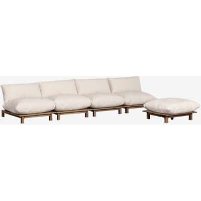 Sklum - Sofá Modular Reclinable De Jardín De 4 Piezas Con Puff En Madera De Acacia Brina Sklum - Sofá Modular Reclinable De Jardín De 4 Piezas Con Puff En Madera De Acacia Brina