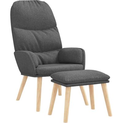 VIDAXL Sillón de Tela Gris Claro con Taburete - Sillón VIDAXL Sillón de Tela Gris Claro con Taburete - Sillón