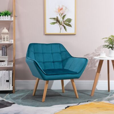 PZCC Sillón De Diseño Escandinavo Para Dormitorio, De Terciopelo Y Madera, Color Azul Petróleo, Ideal Para Salón U Oficina, 67 X 61,5 X 71 Cm. PZCC Sillón De Diseño Escandinavo Para Dormitorio, De Terciopelo Y Madera, Color Azul Petróleo, Ideal Para Salón U Oficina, 67 X 61,5 X 71 Cm.