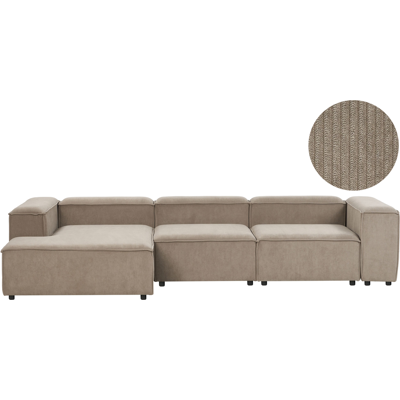 Beliani - Sofá Modular 4 Plazas Moderno Patas Negras Tapizado Pana Gris Pardo Derecho Ardal Beliani - Sofá Modular 4 Plazas Moderno Patas Negras Tapizado Pana Gris Pardo Derecho Ardal