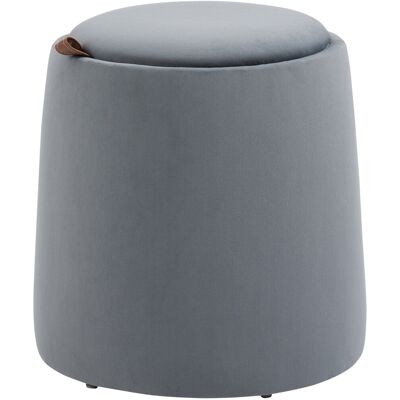HOMVRA Ottomana Redonda 2 En 1 Con Almacenaje Gris Efecto Terciopelo Ø44 X 47,5 Cm HOMVRA Ottomana Redonda 2 En 1 Con Almacenaje Gris Efecto Terciopelo Ø44 X 47,5 Cm