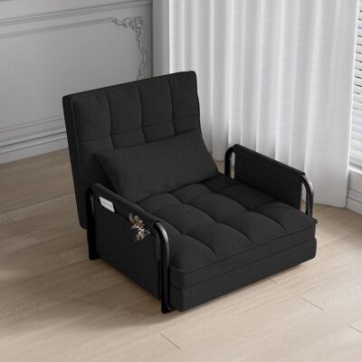 OEM Sofá Cama Modular De 1 Plaza, Sillón, Lectura En La Sala, Chaise Longue Y Cama De Tela Boucle Negra, Diseño Moderno OEM Sofá Cama Modular De 1 Plaza, Sillón, Lectura En La Sala, Chaise Longue Y Cama De Tela Boucle Negra, Diseño Moderno