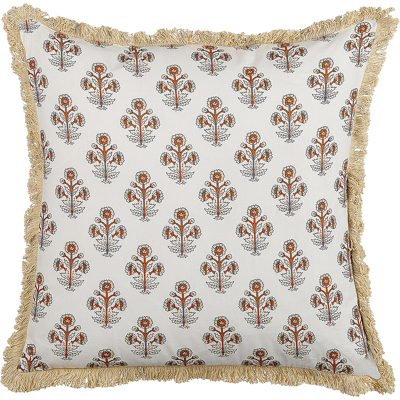 Almohadón de algodón con patrón floral 45 x 45 cm Blanco OMORIKA - Cojín Almohadón de algodón con patrón floral 45 x 45 cm Blanco OMORIKA - Cojín