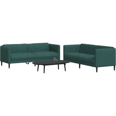 Conjunto de Sofás 2 Piezas Tela Verde Oscuro - vidaXL Conjunto de Sofás 2 Piezas Tela Verde Oscuro - vidaXL