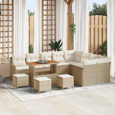 Vidaxl Conjunto De Sofá De Jardín Con Cojín 13 Pcs Beige Y Crema Vidaxl Conjunto De Sofá De Jardín Con Cojín 13 Pcs Beige Y Crema