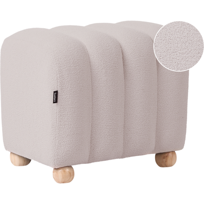 BELIANI Puf Otomana Moderno Acanalado Tapizado De Bouclé Patas De Madera Estilo Rústico Retro Blanco Crema Idyllwild BELIANI Puf Otomana Moderno Acanalado Tapizado De Bouclé Patas De Madera Estilo Rústico Retro Blanco Crema Idyllwild