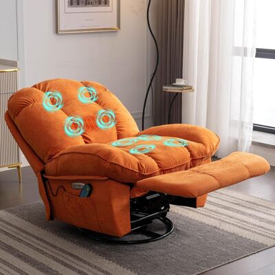 OEM Sillón De Masaje Eléctrico Reclinable Con Calefacción, Función De Masaje Vibratorio, Conectores Tipo C Y Usb, Giro Con Temporizador, 1 Portavasos Y Bolsillos Laterales (naranja). OEM Sillón De Masaje Eléctrico Reclinable Con Calefacción, Función De Masaje Vibratorio, Conectores Tipo C Y Usb, Giro Con Temporizador, 1 Portavasos Y Bolsillos Laterales (naranja).