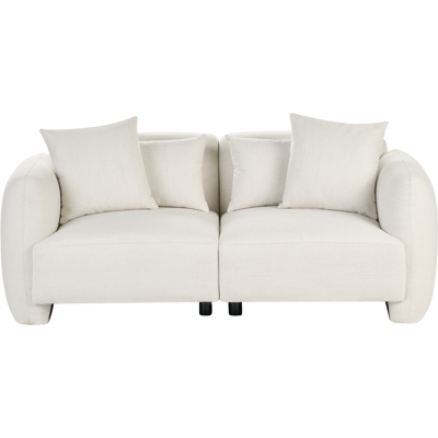 BELIANI Sofá Tapizado Minimalista De Perfil Bajo 3 Plazas Asiento Profundo Blanco Crema Eknes BELIANI Sofá Tapizado Minimalista De Perfil Bajo 3 Plazas Asiento Profundo Blanco Crema Eknes