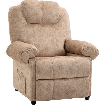 JHY DESIGN Sillón Reclinable De Tela Con Inclinación Manual, Reposapiés Extraíble Y Bolsillo Lateral, Color Beige. JHY DESIGN Sillón Reclinable De Tela Con Inclinación Manual, Reposapiés Extraíble Y Bolsillo Lateral, Color Beige.