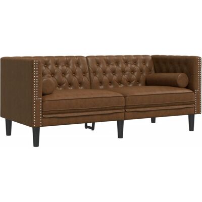 Sofá Chesterfield De 2 Plazas Piel De Ante Sintético Marrón Vidaxl Sofá Chesterfield De 2 Plazas Piel De Ante Sintético Marrón Vidaxl