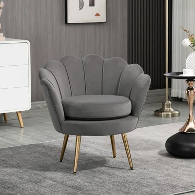 PZCC Sillón Shell, Sillón Vintage, Sillón Para Dormitorio Y Sala De Estar, Diseño Elegante, Con Respaldo Alto, 76x67x74cm, Gris PZCC Sillón Shell, Sillón Vintage, Sillón Para Dormitorio Y Sala De Estar, Diseño Elegante, Con Respaldo Alto, 76x67x74cm, Gris