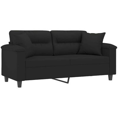 vidaXL Sofá de 2 Plazas - Microfibra Negra - 140cm - Sofá vidaXL Sofá de 2 Plazas - Microfibra Negra - 140cm - Sofá