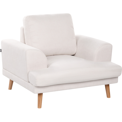 BELIANI Sillón Estilo Moderno De Tela Reposabrazos Curvados Anchos Sala De Estar Beige Claro Kildal BELIANI Sillón Estilo Moderno De Tela Reposabrazos Curvados Anchos Sala De Estar Beige Claro Kildal