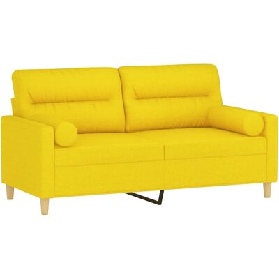 Sofá de Tela Amarillo Claro de 2 Plazas VidaXL con Cojines - Sofá Sofá de Tela Amarillo Claro de 2 Plazas VidaXL con Cojines - Sofá