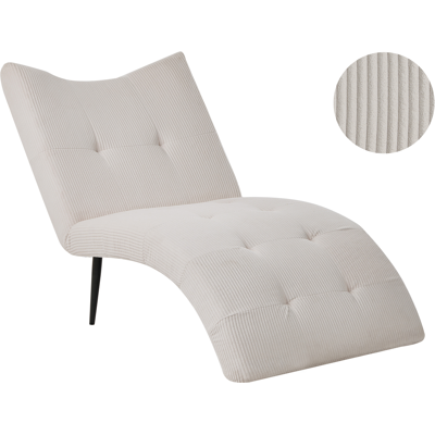 BELIANI Chaise Longue Moderna Tapizado De Pana Sin Reposabrazos Con Capitoné Sala De Estar Gris Pardo Quilly BELIANI Chaise Longue Moderna Tapizado De Pana Sin Reposabrazos Con Capitoné Sala De Estar Gris Pardo Quilly