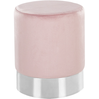 Beliani - Puf De Terciopelo Rosa Pastel Plateado 36 X 44 Cm Reposapiés Glamour Brigitte Beliani - Puf De Terciopelo Rosa Pastel Plateado 36 X 44 Cm Reposapiés Glamour Brigitte