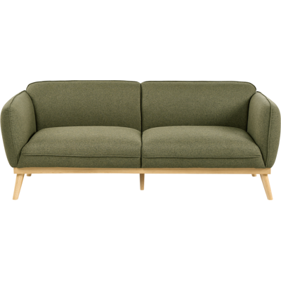 BELIANI Sofá 3 Plazas Estilo Escandinavo Con Patas Cónicas De Madera Tapizado Fácil De Limpiar Verde Oliva Ljung BELIANI Sofá 3 Plazas Estilo Escandinavo Con Patas Cónicas De Madera Tapizado Fácil De Limpiar Verde Oliva Ljung