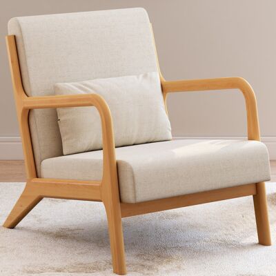 IDMARKET Sillón Escandinavo Joseph De Tela Beige Con Brazos Y Patas De Madera IDMARKET Sillón Escandinavo Joseph De Tela Beige Con Brazos Y Patas De Madera