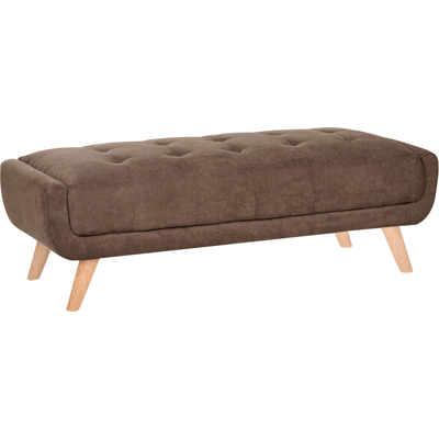 BELIANI Otomana Rectangular Tapizado De Tela Con Patas De Madera Estilo Retro Marrón Oscuro Habo BELIANI Otomana Rectangular Tapizado De Tela Con Patas De Madera Estilo Retro Marrón Oscuro Habo