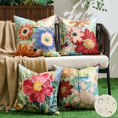 OEM Funda De Cojín De Exterior Con Estampado De Flores Y Hojas De Colores, Impermeable, De 45x45 Cm Con Cremallera, Estilo Bohemio, Ideal Para La Decoración Del Sofá, El Dormitorio O El Sillón. OEM Funda De Cojín De Exterior Con Estampado De Flores Y Hojas De Colores, Impermeable, De 45x45 Cm Con Cremallera, Estilo Bohemio, Ideal Para La Decoración Del Sofá, El Dormitorio O El Sillón.