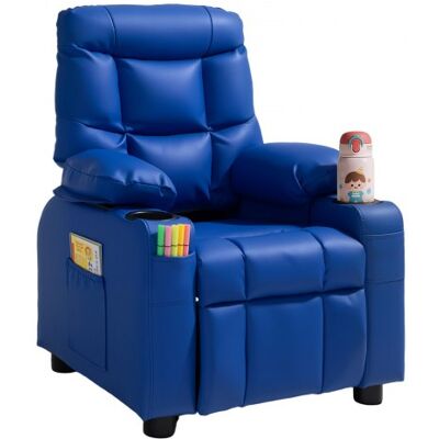 OEM Sillón Relax Reclinable Para Niños, Sofá Infantil, Respaldo Ajustable De 107° A 126°, Con 2 Portavasos 4 Bolsillos Y Reposapiés, De Cuero Sintético, Butaca Para Salón Lectura Siesta, Color Azul OEM Sillón Relax Reclinable Para Niños, Sofá Infantil, Respaldo Ajustable De 107° A 126°, Con 2 Portavasos 4 Bolsillos Y Reposapiés, De Cuero Sintético, Butaca Para Salón Lectura Siesta, Color Azul
