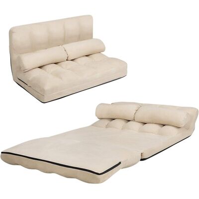 Costway Sofá De Suelo Regulable, Sofá Cama Plegable En 6 Posiciones Y Revestimiento Removible, Duradero Y Estable En Ante Con 2 Cojines, Para Dormitorio Salón Balcón (beige) Costway Sofá De Suelo Regulable, Sofá Cama Plegable En 6 Posiciones Y Revestimiento Removible, Duradero Y Estable En Ante Con 2 Cojines, Para Dormitorio Salón Balcón (beige)