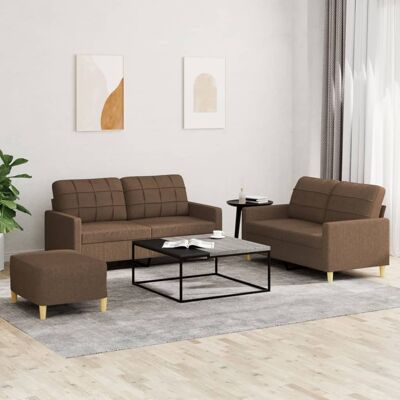 Conjunto de Sofás de Tela Marrón vidaXL de 3 piezas - Sofá Conjunto Conjunto de Sofás de Tela Marrón vidaXL de 3 piezas - Sofá Conjunto