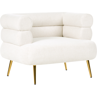 BELIANI Sillón Decorativo Elegante Tapizado De Tela Patas De Acero Dorado Salón Dormitorio Blanco Crema Bovik BELIANI Sillón Decorativo Elegante Tapizado De Tela Patas De Acero Dorado Salón Dormitorio Blanco Crema Bovik
