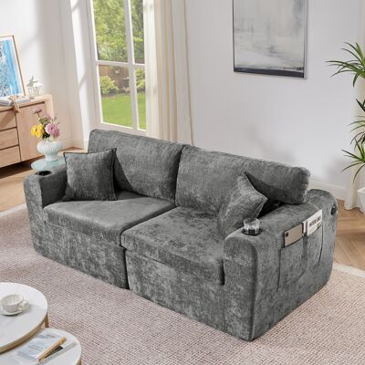 KELLANY Sofá Reclinable De 2 Plazas Para Espacios Pequeños, Fabricado En Suave Tejido De Chenilla, Equipado Con Un Bolsillo Lateral Para Revistas, Portavasos Y Cojines, Adecuado Para Salones, Estudios, Habita KELLANY Sofá Reclinable De 2 Plazas Para Espacios Pequeños, Fabricado En Suave Tejido De Chenilla, Equipado Con Un Bolsillo Lateral Para Revistas, Portavasos Y Cojines, Adecuado Para Salones, Estudios, Habita