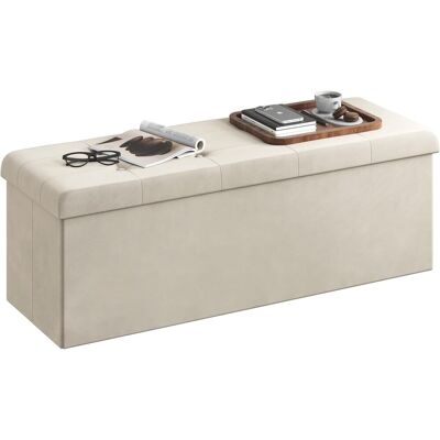 Puff Baúl Plegable Rectángulo Taburete Para Almacenamiento Otomaniños Caja De Almacenaje Con Tapa Reposapiés Sofá 110x37 5x38cm Terciopelo Material De Madera Crema - Woltu Puff Baúl Plegable Rectángulo Taburete Para Almacenamiento Otomaniños Caja De Almacenaje Con Tapa Reposapiés Sofá 110x37 5x38cm Terciopelo Material De Madera Crema - Woltu