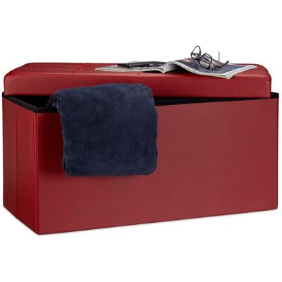 Baúl Almacenaje Polipiel, Banco Plegable 38x76x38 Cm, Puff, Asiento Con Almacenamiento Hasta 300 Kg, Granate - Relaxdays Baúl Almacenaje Polipiel, Banco Plegable 38x76x38 Cm, Puff, Asiento Con Almacenamiento Hasta 300 Kg, Granate - Relaxdays